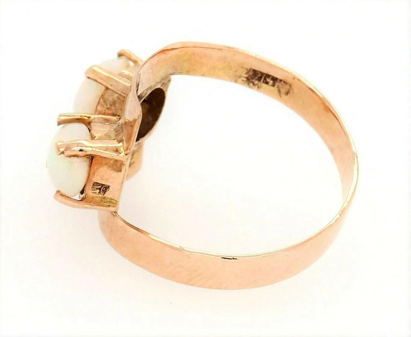 Handmade Light Opal Dress Ring 9ct Yellow Gold Fine Jewellery Band Size N